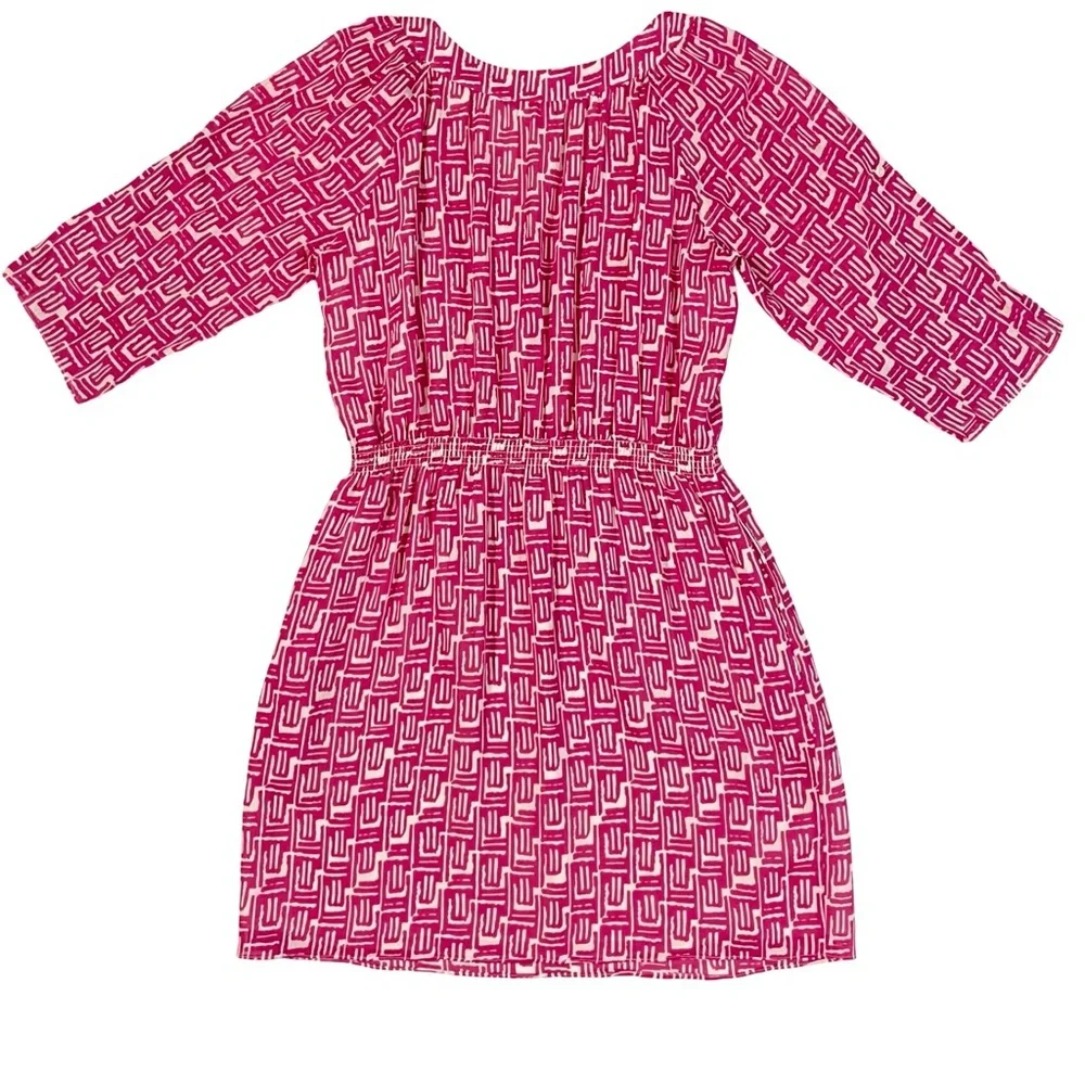 Shoshanna Nadia Pink Silk Geometric Print 3/4 Sleeve Mini Dress Size 6